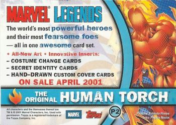 2001 Topps Marvel Legends - Promos #P2 Human Torch Back