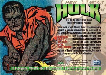 1993 SkyBox Marvel Masterpieces #1 Hulk Back