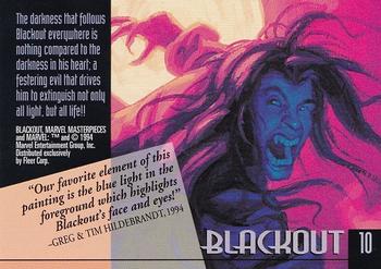 1994 Fleer Marvel Masterpieces Hildebrandt Brothers #10 Blackout Back