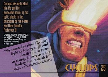 1994 Fleer Marvel Masterpieces Hildebrandt Brothers #25 Cyclops Back