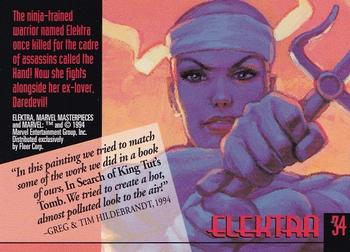 1994 Fleer Marvel Masterpieces Hildebrandt Brothers #34 Elektra Back