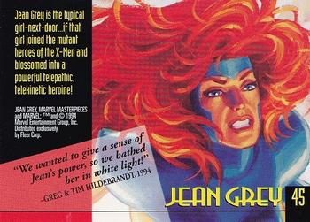 1994 Fleer Marvel Masterpieces Hildebrandt Brothers #45 Jean Grey Back