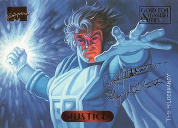 1994 Fleer Marvel Masterpieces Hildebrandt Brothers - Gold Foil Signature #61 Justice Front