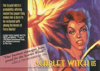 1994 Fleer Marvel Masterpieces Hildebrandt Brothers - Gold Foil Signature #105 Scarlet Witch Back