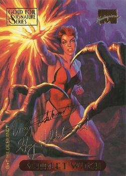 1994 Fleer Marvel Masterpieces Hildebrandt Brothers - Gold Foil Signature #105 Scarlet Witch Front