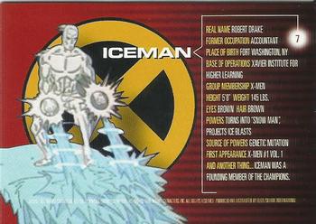 1996 Fleer/SkyBox Marvel Motion #7 Iceman Back