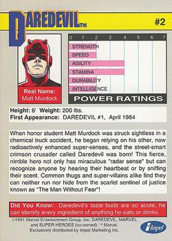 1991 Impel Marvel Universe II #2 Daredevil Back