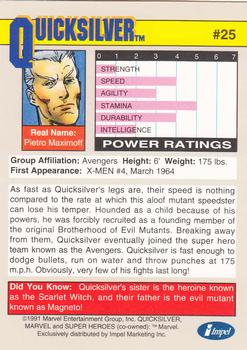1991 Impel Marvel Universe II #25 Quicksilver Back