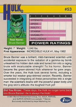 1991 Impel Marvel Universe II #53 Hulk Back