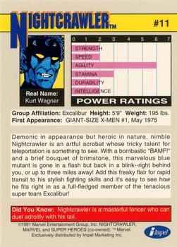 1991 Impel Marvel Universe II #11 Nightcrawler Back