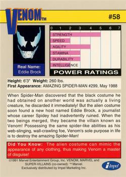 1991 Impel Marvel Universe II #58 Venom Back