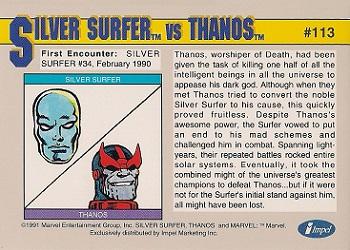 1991 Impel Marvel Universe II #113 Silver Surfer vs. Thanos Back
