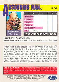 1991 Impel Marvel Universe II #74 Absorbing Man Back