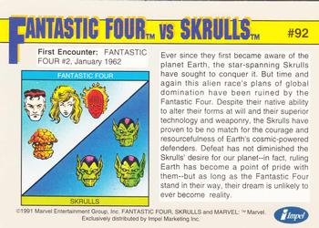 1991 Impel Marvel Universe II #92 Fantastic Four vs. Skrulls Back