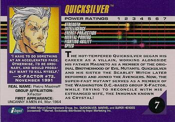 1992 Impel Marvel Universe #7 Quicksilver Back