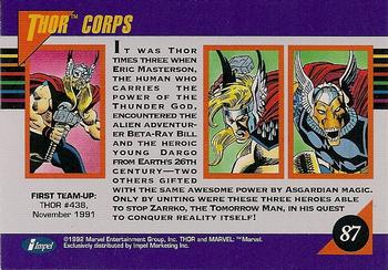 1992 Impel Marvel Universe #87 Thor Corps Back