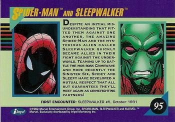 1992 Impel Marvel Universe #95 Spider-Man and Sleepwalker Back