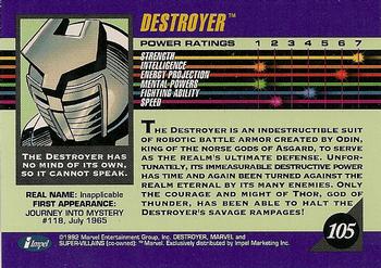 1992 Impel Marvel Universe #105 The Destroyer Back