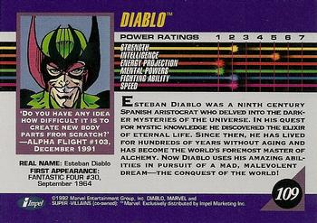 1992 Impel Marvel Universe #109 Diablo Back