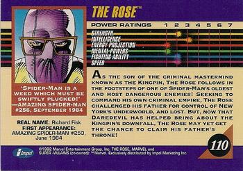 1992 Impel Marvel Universe #110 The Rose Back