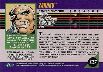 1992 Impel Marvel Universe #127 Zarrko Back