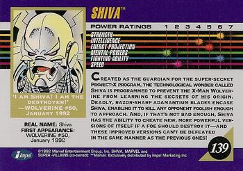 1992 Impel Marvel Universe #139 Shiva Back