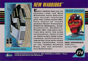 1992 Impel Marvel Universe #174 New Warriors Back