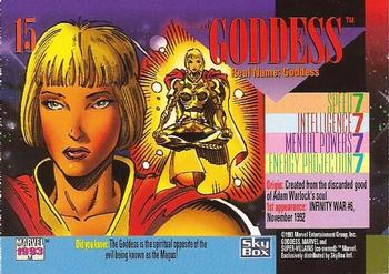 1993 SkyBox Marvel Universe #15 Goddess Back