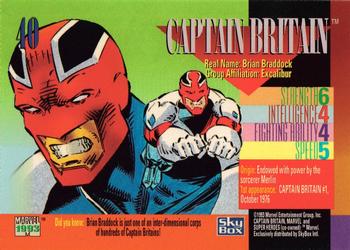 1993 SkyBox Marvel Universe #40 Captain Britain Back
