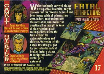 1994 Fleer Marvel Universe #17 Gambit & Quicksilver Back