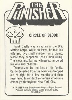 1988 Comic Images The Punisher: The Whole Tough Tale #2 Circle of Blood Back