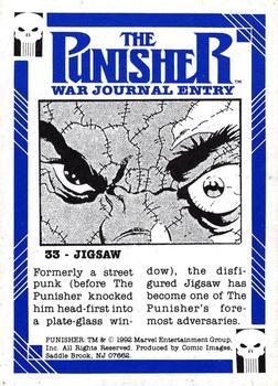 1992 Comic Images Punisher Guts and Gunpowder (Punisher War Journal) #33 Jigsaw Back