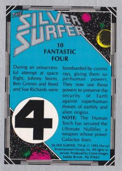 1992 Comic Images The Silver Surfer #10 Fantastic Four Back