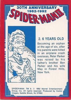 1992 Comic Images Spider-Man II: 30th Anniversary 1962-1992 #2 6 Years Old Back