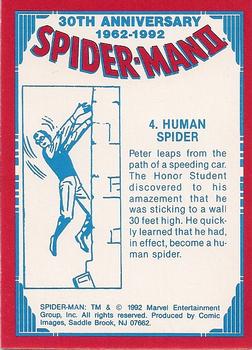 1992 Comic Images Spider-Man II: 30th Anniversary 1962-1992 #4 Human Spider Back