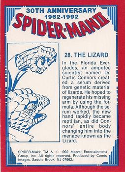 1992 Comic Images Spider-Man II: 30th Anniversary 1962-1992 #28 The Lizard Back