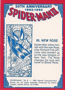 1992 Comic Images Spider-Man II: 30th Anniversary 1962-1992 #85 New Rose Back