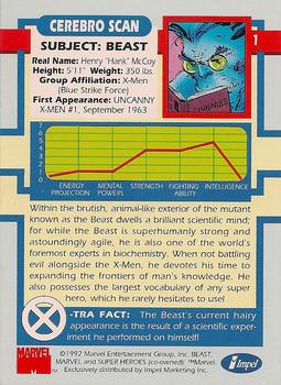 1992 Impel The Uncanny X-Men #1 Beast Back