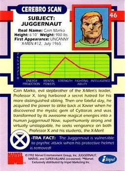 1992 Impel The Uncanny X-Men #46 Juggernaut Back
