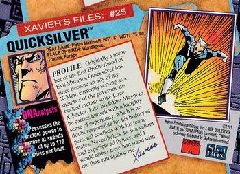 1993 SkyBox X-Men Series 2 #25 Quicksilver Back