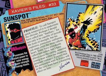 1993 SkyBox X-Men Series 2 #33 Sunspot Back