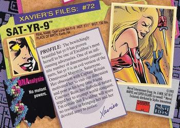 1993 SkyBox X-Men Series 2 #72 Sat-Yr-9 Back