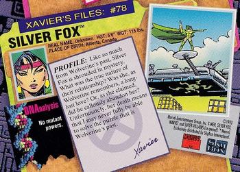1993 SkyBox X-Men Series 2 #78 Silver Fox Back