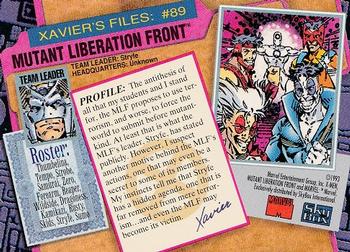1993 SkyBox X-Men Series 2 #89 Mutant Liberation Front Back