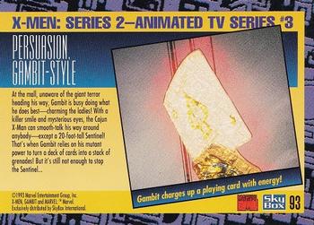 1993 SkyBox X-Men Series 2 #93 Persuasion, Gambit-style Back