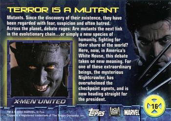2003 Topps X2: X-Men United #16 Terror Is a Mutant Back