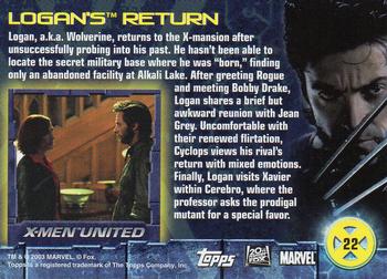 2003 Topps X2: X-Men United #22 Logan's Return Back