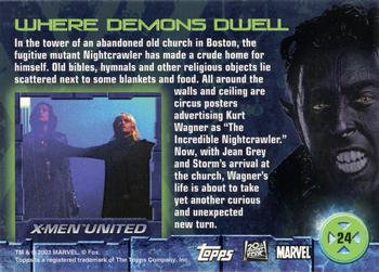 2003 Topps X2: X-Men United #24 Where Demons Dwell Back