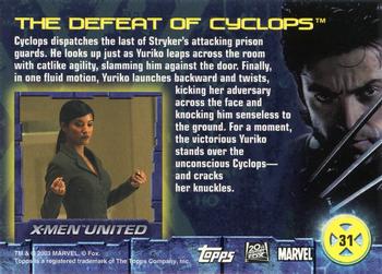 2003 Topps X2: X-Men United #31 The Defeat of Cyclops Back
