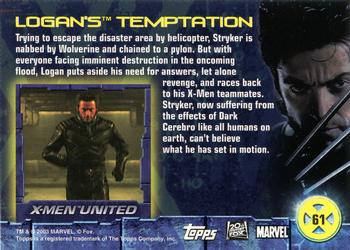 2003 Topps X2: X-Men United #61 Logan's Temptation Back